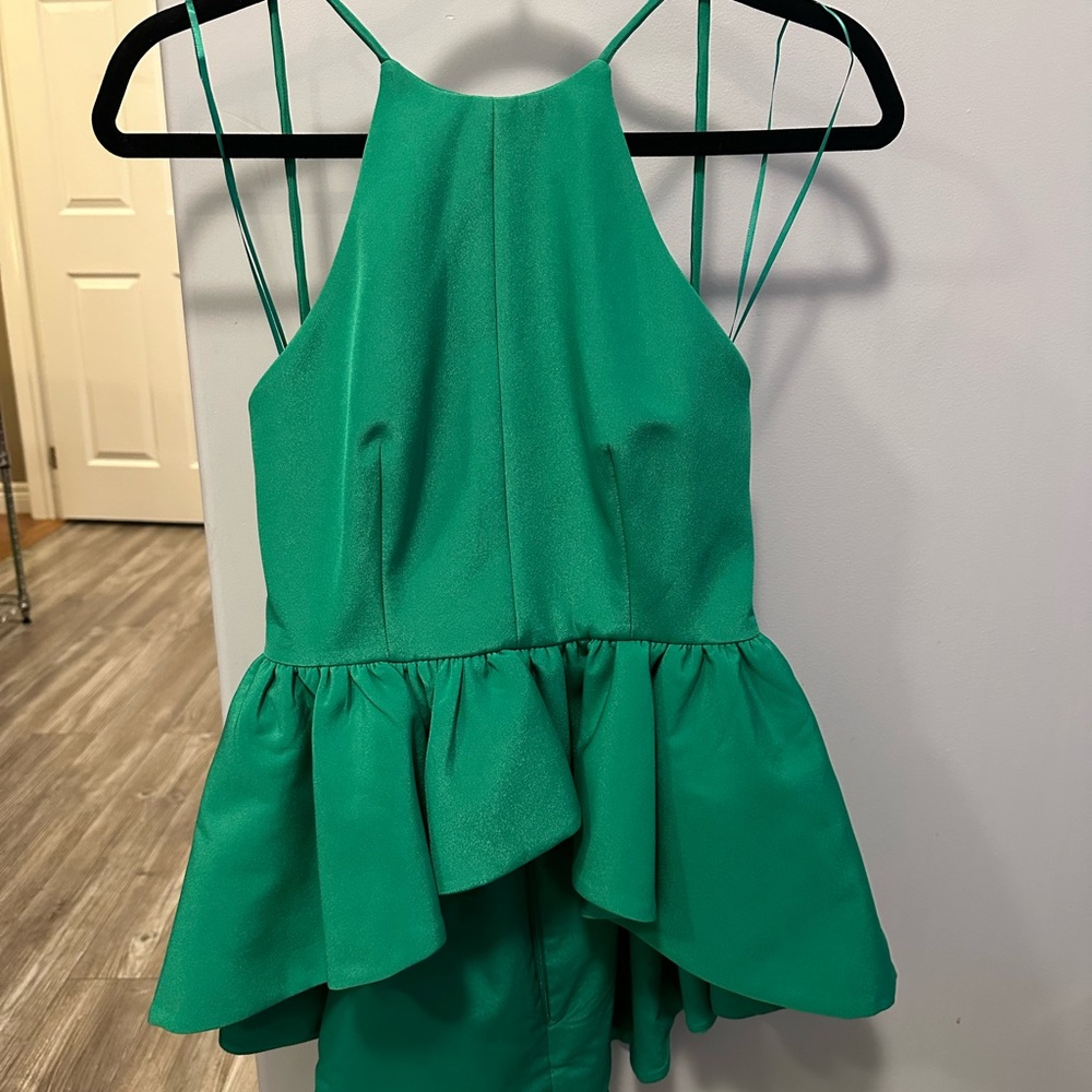 cameo Green Halter Peplum Top